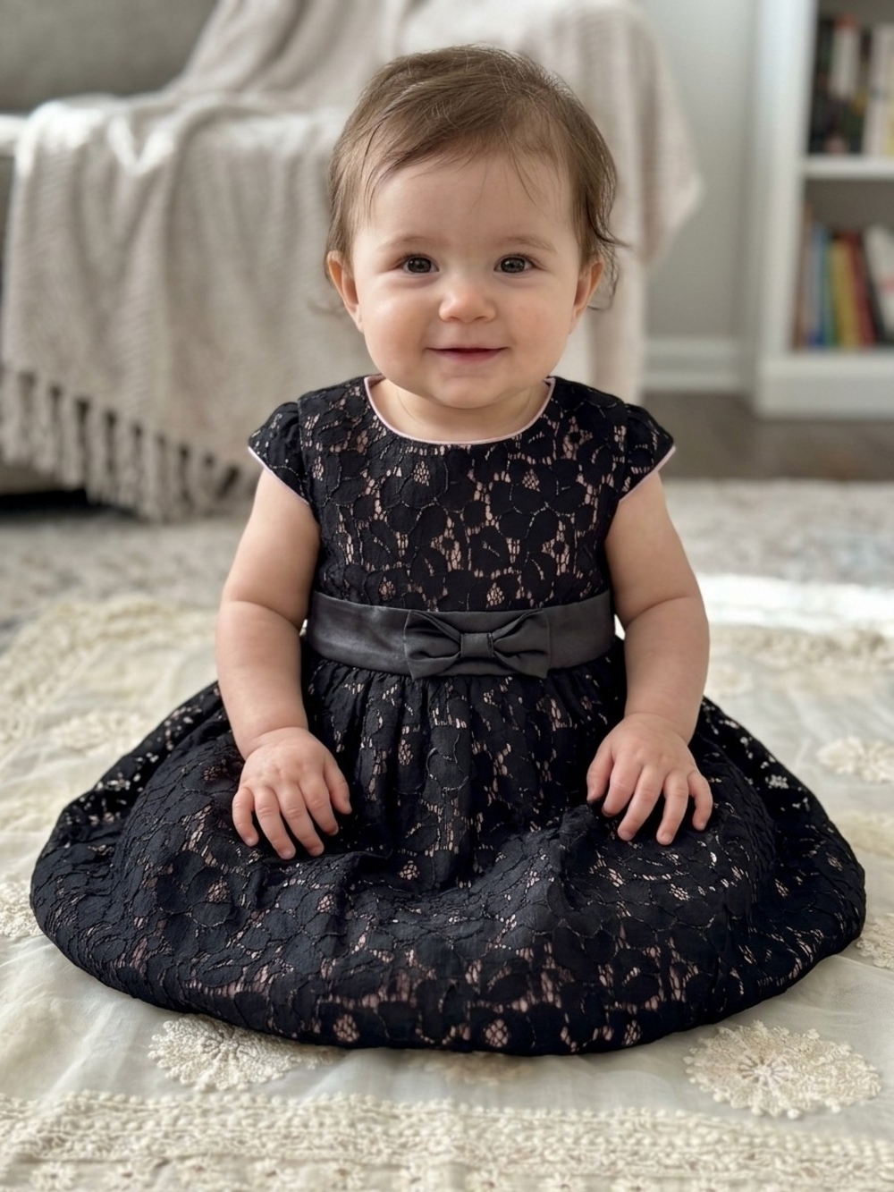 Wendy Bellissimo Black Lace Bow Holiday Dress